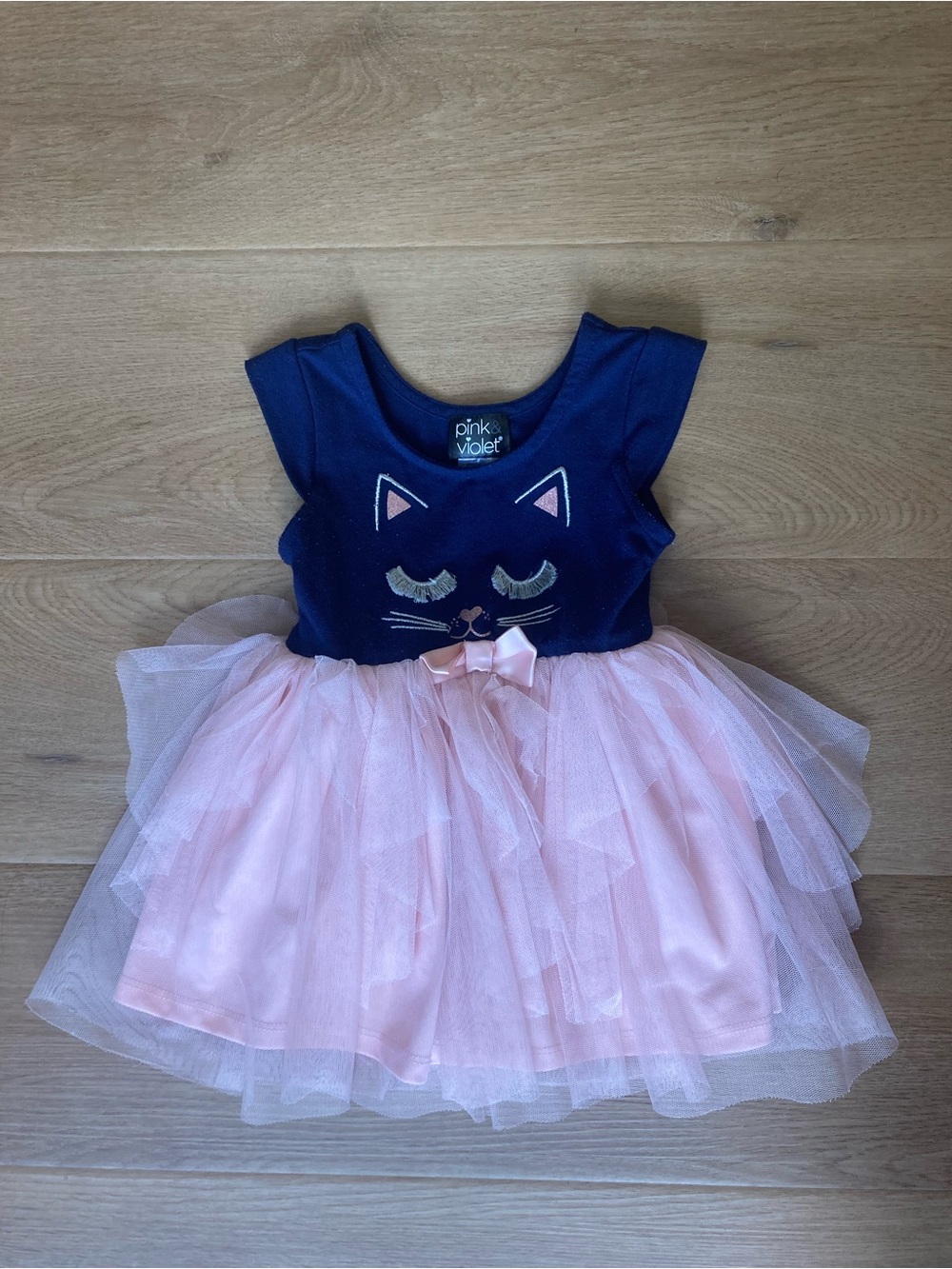 Pink & Violet Cat Tulle Dress in Navy and Pink